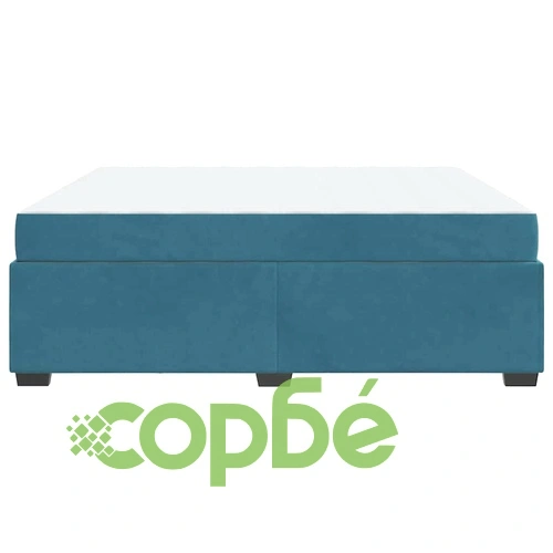 Кадифена рамка за легло с матрак тъмносиньо 180x200 см от шперплат ➤ топ цена ➤ sorbe.bg