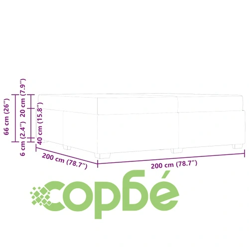 Кадифена рамка за легло с 2 матрака черна 200x200 см ➤ топ цена ➤ sorbe.bg