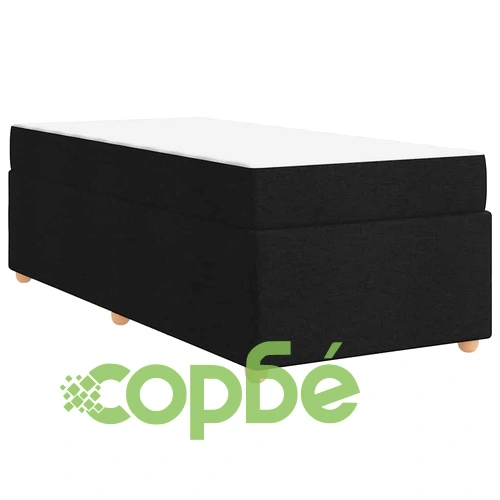 Рамка за легло с матрак от текстил черна 90x190 см с дървена основа ➤ топ цена ➤ sorbe.bg