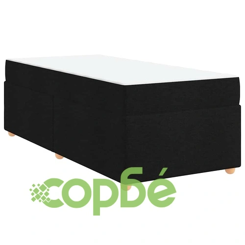 Рамка за легло с матрак от текстил черна 90x190 см с дървена основа ➤ топ цена ➤ sorbe.bg