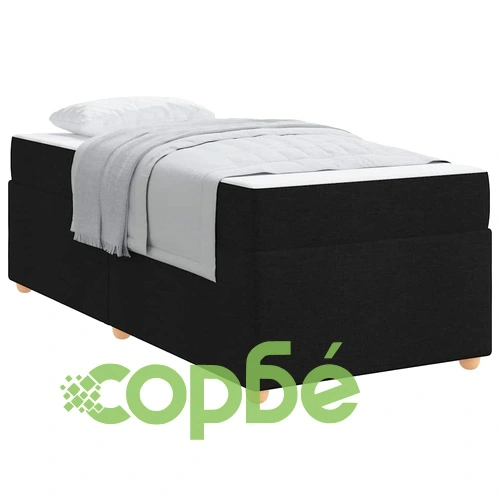 Рамка за легло с матрак от текстил черна 90x190 см с дървена основа ➤ топ цена ➤ sorbe.bg