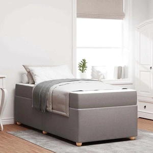 Рамка за легло с матрак от текстил таупе 90x200 см с дървена основа