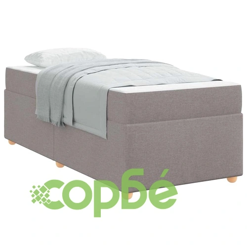 Рамка за легло с матрак от текстил таупе 90x200 см с дървена основа ➤ топ цена ➤ sorbe.bg