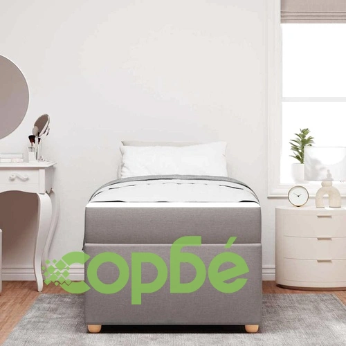 Рамка за легло с матрак от текстил таупе 90x200 см с дървена основа ➤ топ цена ➤ sorbe.bg