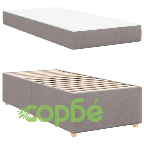 Рамка за легло с матрак от текстил таупе 90x200 см с дървена основа ➤ топ цена ➤ sorbe.bg