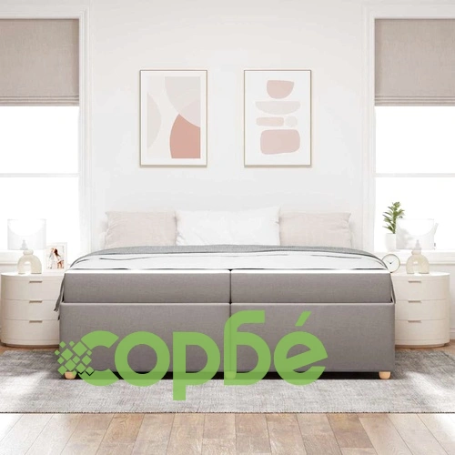 Рамка за легло с матрак таупе 200x200 см текстил с шперплат основа ➤ топ цена ➤ sorbe.bg