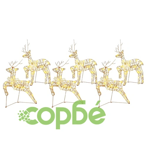 LED елени с 180 светлини 6 броя златисти 64 x 42 x 15 см PET ➤ топ цена ➤ sorbe.bg