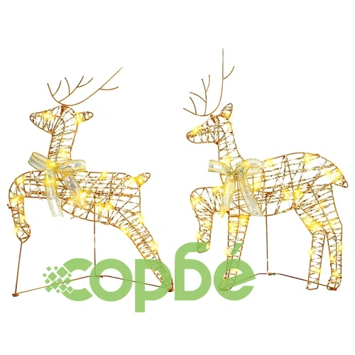 LED елени с 180 светлини 6 броя златисти 64 x 42 x 15 см PET ➤ топ цена ➤ sorbe.bg