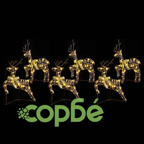 LED елени с 180 светлини 6 броя златисти 64 x 42 x 15 см PET ➤ топ цена ➤ sorbe.bg