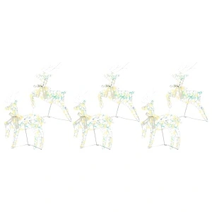 LED елени 6 броя многоцветни 64 x 42 x 15 см PET с 180 LED светлини