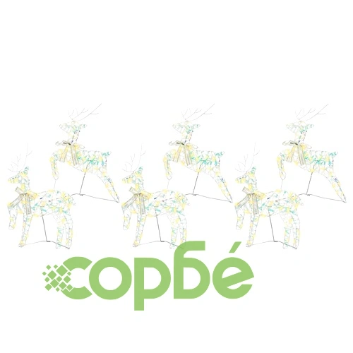 LED елени 6 броя многоцветни 64 x 42 x 15 см PET с 180 LED светлини ➤ топ цена ➤ sorbe.bg