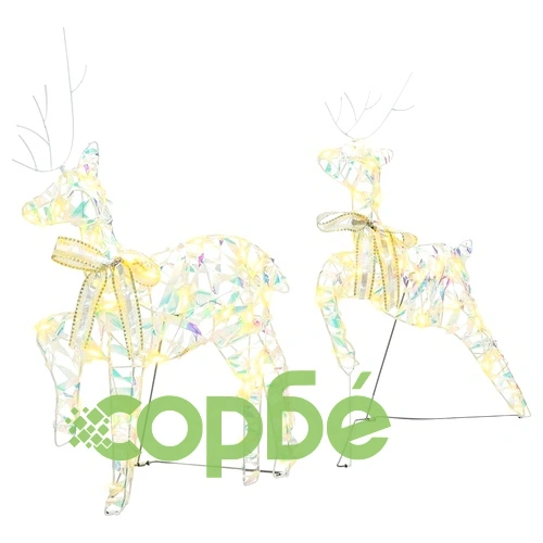 LED елени 6 броя многоцветни 64 x 42 x 15 см PET с 180 LED светлини ➤ топ цена ➤ sorbe.bg