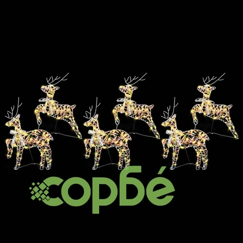 LED елени 6 броя многоцветни 64 x 42 x 15 см PET с 180 LED светлини ➤ топ цена ➤ sorbe.bg