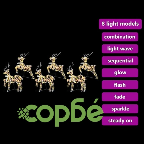 LED елени 6 броя многоцветни 64 x 42 x 15 см PET с 180 LED светлини ➤ топ цена ➤ sorbe.bg