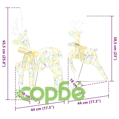 LED елени 6 броя многоцветни 64 x 42 x 15 см PET с 180 LED светлини ➤ топ цена ➤ sorbe.bg