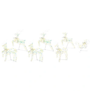 LED елени с шейна 40 LED светлини 7 части PET 64x42x15 см многоцветни