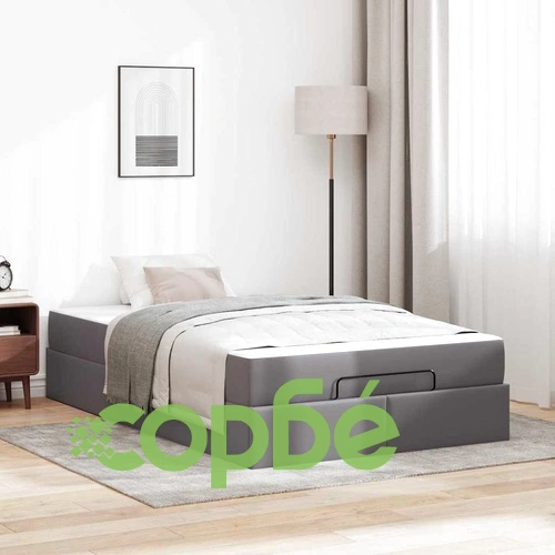 Легло с матрак и място за съхранение 120x190 см сиво изкуствена кожа ➤ топ цена ➤ sorbe.bg