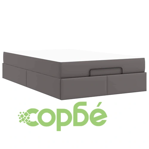 Легло с матрак и място за съхранение 120x190 см сиво изкуствена кожа ➤ топ цена ➤ sorbe.bg
