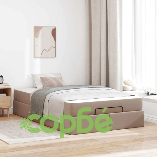 Рамка за легло с матрак и място за съхранение Капучино 120x190 см Изкуствена кожа ➤ топ цена ➤ sorbe.bg