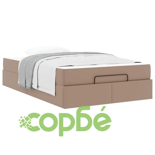 Рамка за легло с матрак и място за съхранение Капучино 120x190 см Изкуствена кожа ➤ топ цена ➤ sorbe.bg