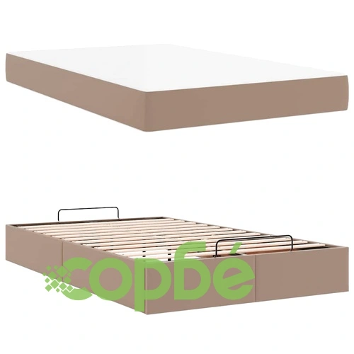 Рамка за легло с матрак и място за съхранение Капучино 120x190 см Изкуствена кожа ➤ топ цена ➤ sorbe.bg