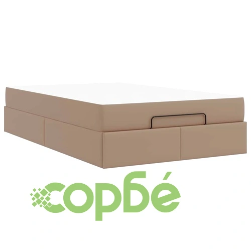 Рамка за легло с матрак и място за съхранение Капучино 120x190 см Изкуствена кожа ➤ топ цена ➤ sorbe.bg