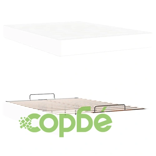 Рамка за легло с матрак и ракла от изкуствена кожа 140x190 см, бяла ➤ топ цена ➤ sorbe.bg