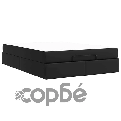 Рамка за легло с матрак от изкуствена кожа черна 160x200 см с място за съхранение ➤ топ цена ➤ sorbe.bg