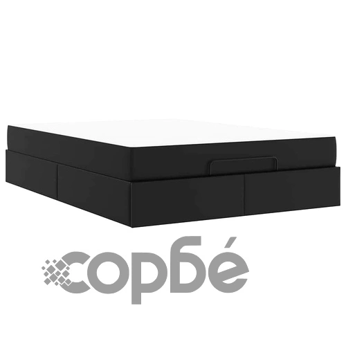 Рамка за легло с матрак от изкуствена кожа черна 160x200 см с място за съхранение ➤ топ цена ➤ sorbe.bg