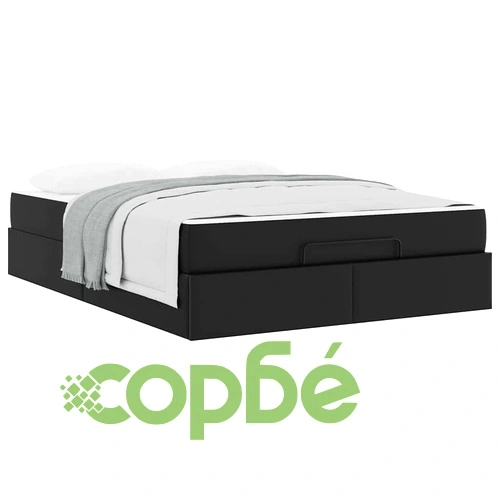 Рамка за легло с матрак от изкуствена кожа черна 160x200 см с място за съхранение ➤ топ цена ➤ sorbe.bg