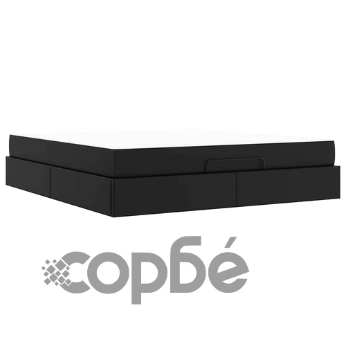 Отоманско легло с матрак от изкуствена кожа 180x200 см в черно ➤ топ цена ➤ sorbe.bg
