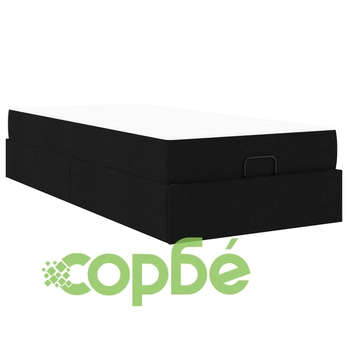 Легло с повдигащ механизъм и матрак, черен текстил, 80x200 см ➤ топ цена ➤ sorbe.bg