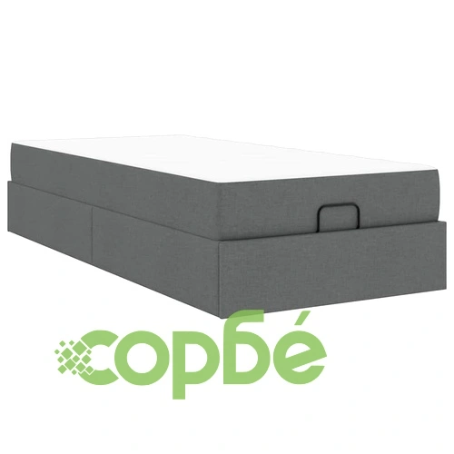 Легло с място за съхранение и матрак тъмносив 100x200 см текстил ➤ топ цена ➤ sorbe.bg