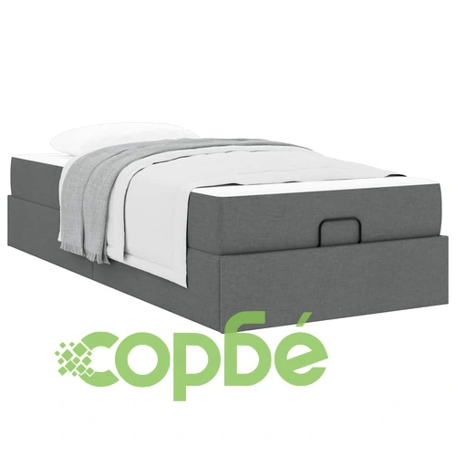 Легло с място за съхранение и матрак тъмносив 100x200 см текстил ➤ топ цена ➤ sorbe.bg