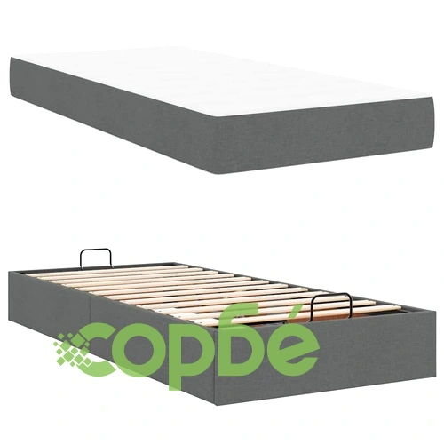 Легло с място за съхранение и матрак тъмносив 100x200 см текстил ➤ топ цена ➤ sorbe.bg