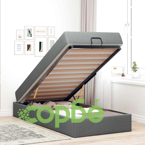 Легло с място за съхранение и матрак тъмносив 100x200 см текстил ➤ топ цена ➤ sorbe.bg