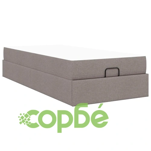 Рамка за легло с матрак и място за съхранение таупе 100x200 см текстил ➤ топ цена ➤ sorbe.bg