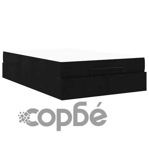 Легло с вдигащ механизъм и матрак черно 120x190 см текстил ➤ топ цена ➤ sorbe.bg