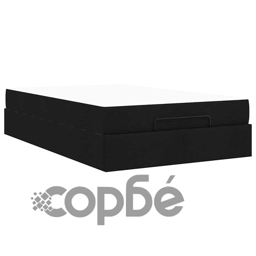 Рамка за легло с матрак и място за съхранение черна 120x200 см текстил ➤ топ цена ➤ sorbe.bg