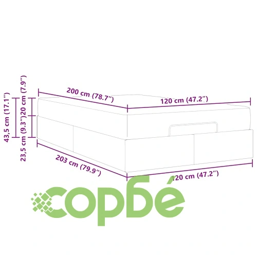 Рамка за легло с матрак и място за съхранение черна 120x200 см текстил ➤ топ цена ➤ sorbe.bg
