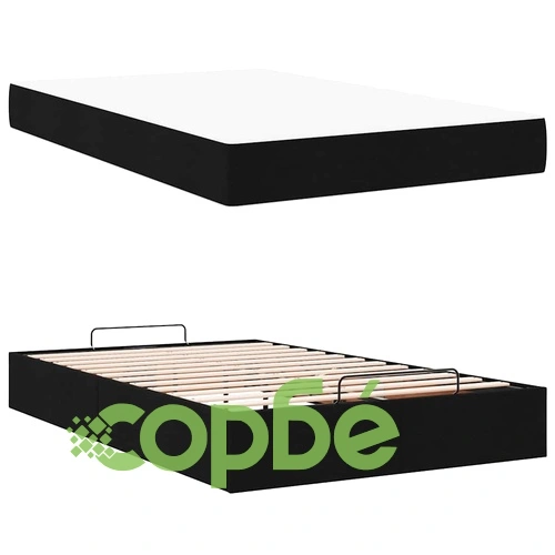 Рамка за легло с матрак и място за съхранение черна 120x200 см текстил ➤ топ цена ➤ sorbe.bg