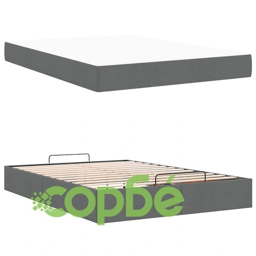 Рамка за легло с място за съхранение и матрак тъмносив 140x190 см текстил ➤ топ цена ➤ sorbe.bg