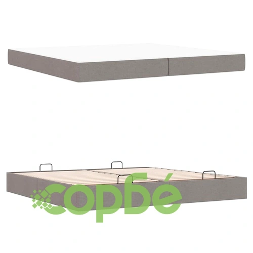 Рамка за легло със съхранение и матрак Таупе 200x200 cm текстил ➤ топ цена ➤ sorbe.bg