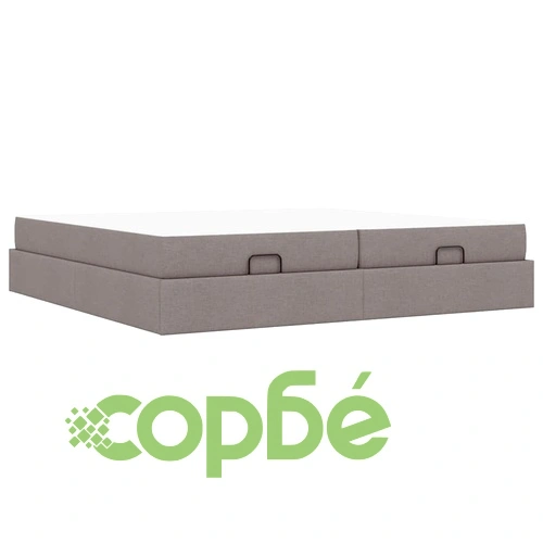 Рамка за легло със съхранение и матрак Таупе 200x200 cm текстил ➤ топ цена ➤ sorbe.bg