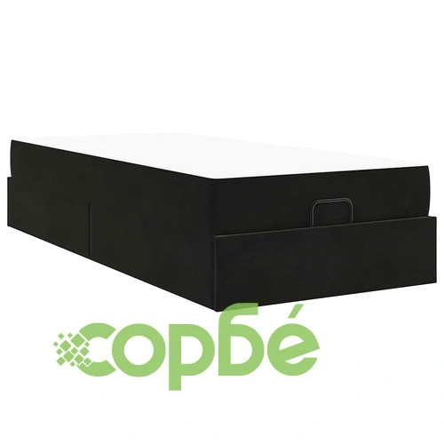 Рамка за легло с матрак и съхранение от кадифе черно 90x200 см ➤ топ цена ➤ sorbe.bg