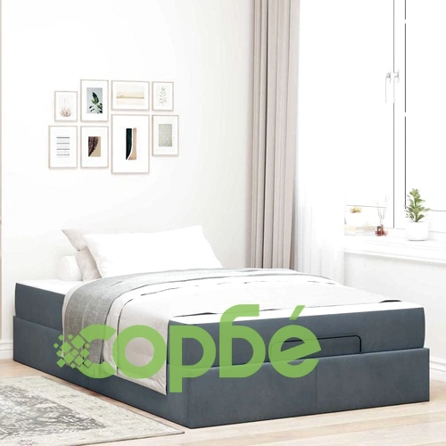 Рамка за легло с матрак от кадифе тъмносив 120x190 см с място за съхранение ➤ топ цена ➤ sorbe.bg
