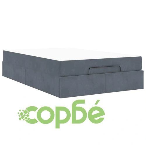 Рамка за легло с матрак от кадифе тъмносив 120x190 см с място за съхранение ➤ топ цена ➤ sorbe.bg