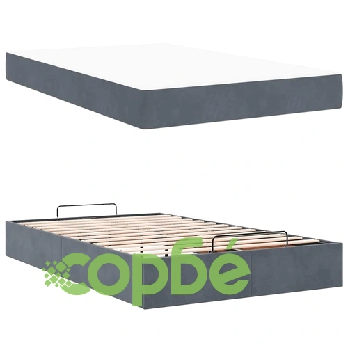 Рамка за легло с матрак от кадифе тъмносив 120x190 см с място за съхранение ➤ топ цена ➤ sorbe.bg