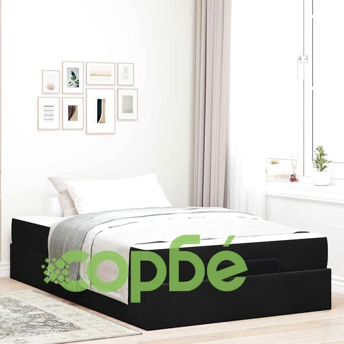 Рамка за легло с матрак от кадифе и място за съхранение 120x190 см, черно ➤ топ цена ➤ sorbe.bg