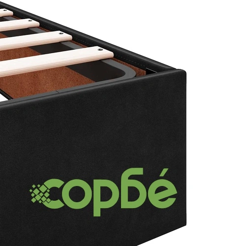 Рамка за легло с матрак от кадифе и място за съхранение 120x190 см, черно ➤ топ цена ➤ sorbe.bg